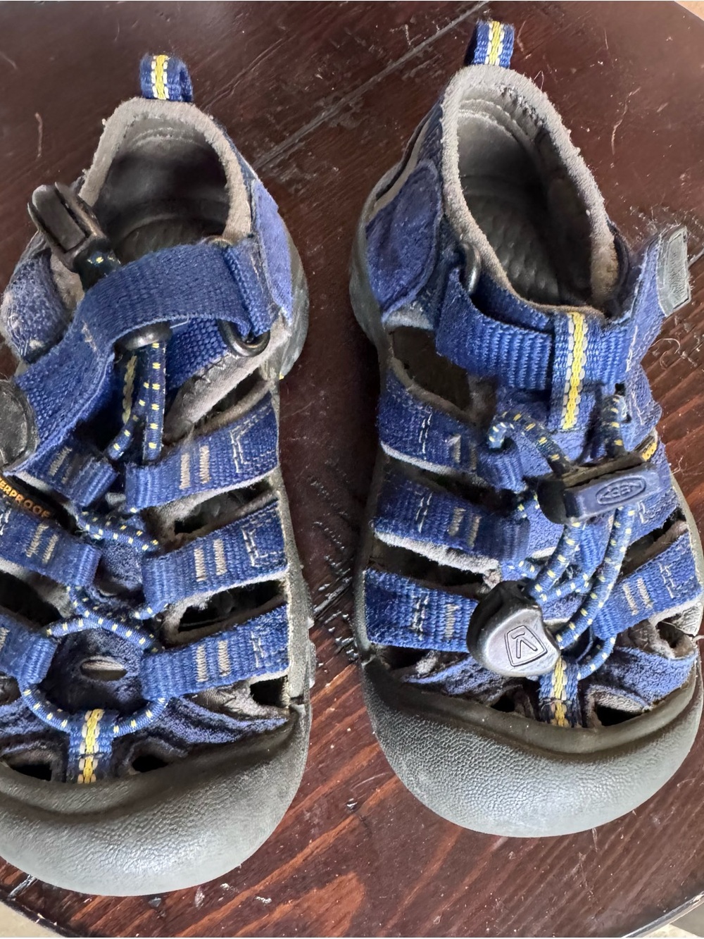 Keen Kids Navy Blue Sport Sandals with Yellow Accents